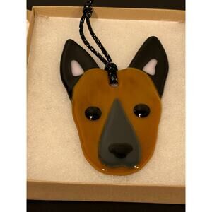 Fused Class Ornament Artis Signed German Shepherd